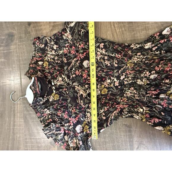 Scotch & Soda Printed Smocked Midi Dress Meadow Deep Raspberry XS NEW - Picture 8 of 8